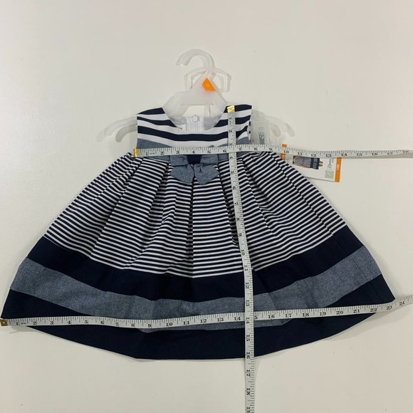 Bonnie Jean Girls Dress 12M Sleeveless Striped Dress Navy Blue White 12M - Picture 6 of 6